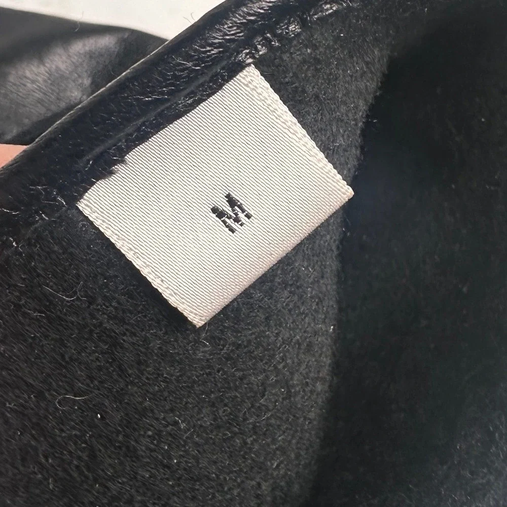 Vintage Preston‎ & York Black Leather Gloves Quilted Fleece Lined M